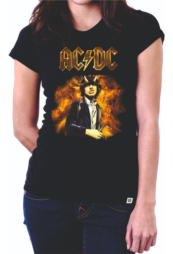 Remera Mujer Acdc Rock 5 Digital Stamp Algodon Premium