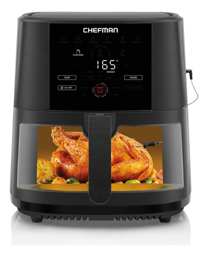 Chefman Freidora De Aire De 7.5l Con Ventana Y Sonda De Temp Color Negro