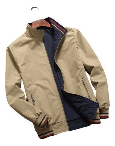 A Chaqueta Juvenil Informal Con Cuello Levantado Reversible