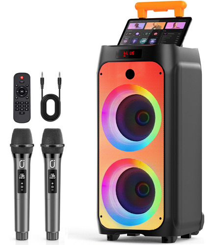 Máquina De Karaoke Hwwr Con 2 Micrófonos Inalámbricos De 500