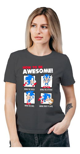 Polera Mujer Sonic Be Awesome Algodon Organico Wiwi D