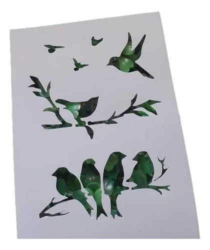 Stencil Pájaros En Rama X 2