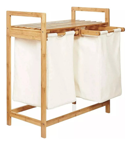 Cesta Canasto De Ropa Sucia Con Soporte De Bambu 73 Cm