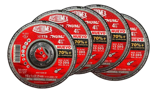 Disco De Corte Austromex 778 Para Metal 4-1/2 PuLG (200 Pzs)