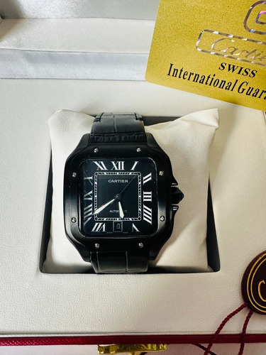Reloj Cartier Automático Negro Fullset Para Hombre