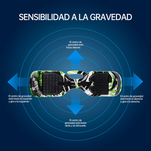 Hoverboard Patineta Eléctrica Bluetooth Luces Led Música Color Verde Modelo 07