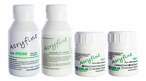 Acryfine Kit X2 Polímeros 30gr + Monómero 100ml + Extras