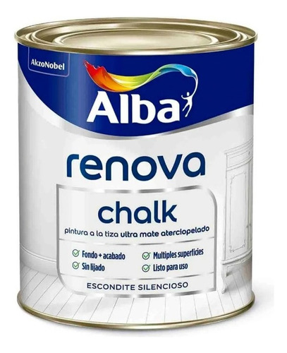 Pintura A La Tiza Chalk Paint Alba Lata 1 Litro - X1 Unidad Color Del Óleo Blanco Escondite