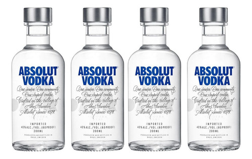 Pack De 4 Vodka Absolut Azul 200 Ml