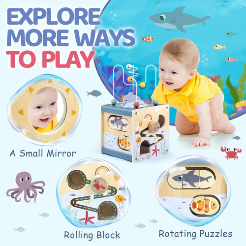Brinquedo Montessori De Madeira Activity Cube Airlab Para Cr
