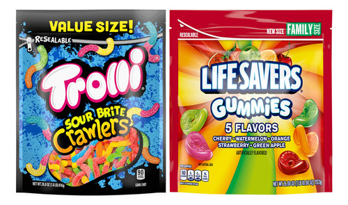 Pack Trolli Sour Brite Crawlers + Life Savers Gummies Usa