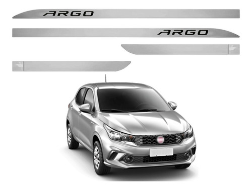 Jogo Friso Lateral Porta Slim Fiat Argo Prata Bari 2020 2021