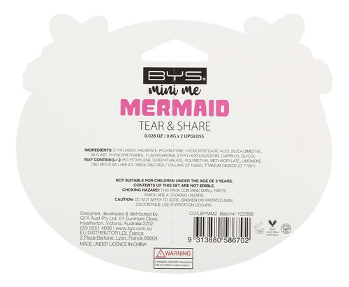 Gloss Para Labios 2 Piezas Bys Mini Me Color Mermaid