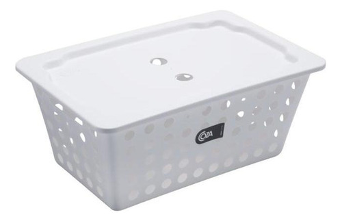 Cesta Caixa Organizadora Branca Furada 29,7cm Grande Coza Cor Branco