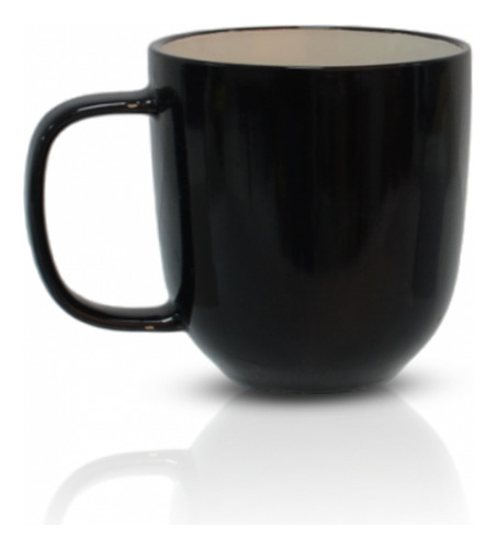 Taza Tazón Cerámica Té Café Leche Blanco Negro 392 Ml