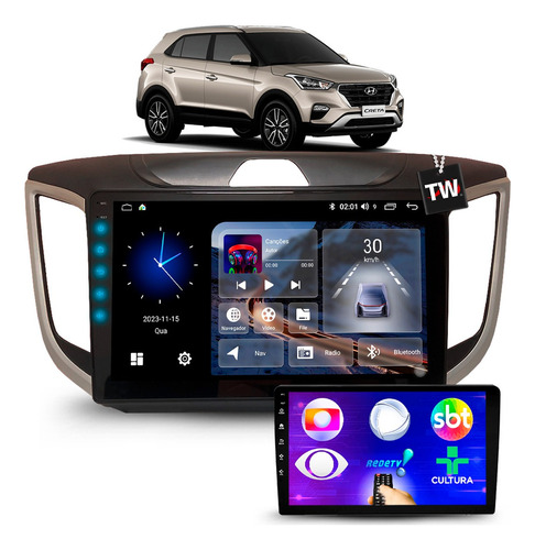 Central Multimídia Creta Gps Carplay Bluetooth Radio + Tv Hd Cor Hyundai Creta 2019
