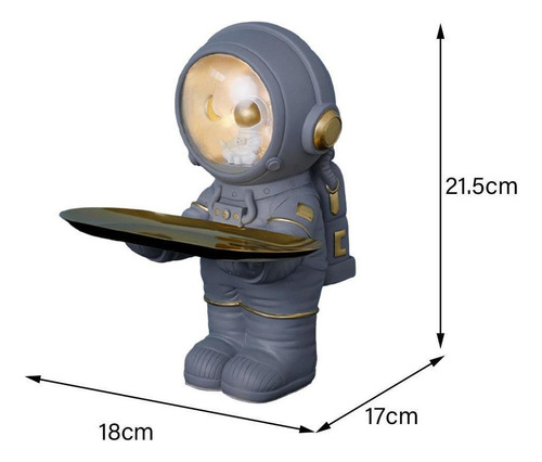 Escultura De Resina Estatua De Astronauta 21,5 X 18 X 17 Cm