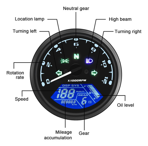 Velocímetro Para Motocicleta Tacómetro Rpm Km/h Impermeable