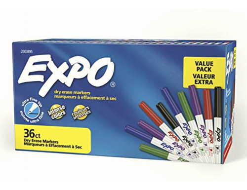 Expo Low Odor Dry Erase Markers, Ultra Fine Tip, Assorted