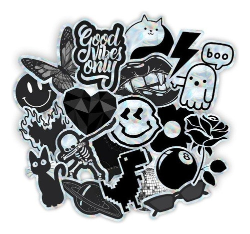 Calcos Stickers Vinilo Termo - Holografica Negra Negro