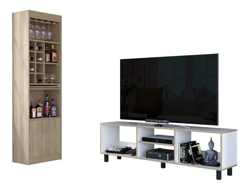 Rack Tv 65 + Bar Nomik - Blanco / Rovere