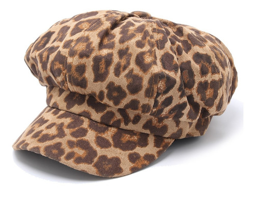 Boina Sombrero Mujer Gamuza Peaky Blinders Print Leopardo