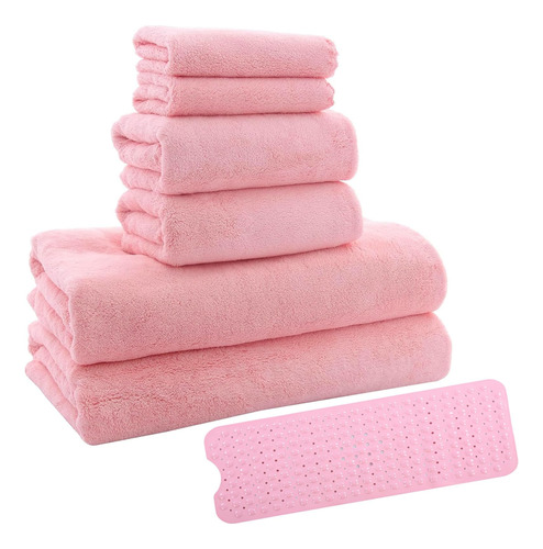 Vitalcozy Juego De 7 Toallas De Baño De Color Rosa Suave, 39