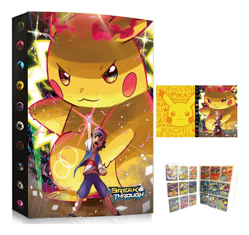 Album Pokemon Porta 432 Cartas Fichário Cards Pikachu Ash