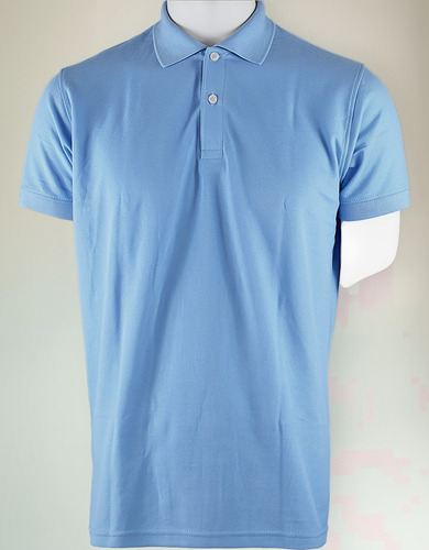 Polo Cuello Camisero Celeste 100% Algodón Piqué