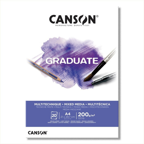 Canson Graduate Multitécnica A4 - 21x29.7 cm - 200g - 20 Hj.