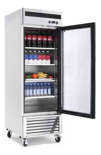 Heladera Exhibidora Vertical Gastronomica Acero Inox 600 Lts Color Gris