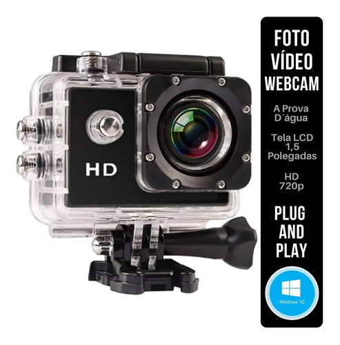 Câmera Filmadora Webcam Capacete Moto Esporte Mergulho