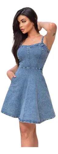 Vestido Jeans Curto Rodado MercadoLivre