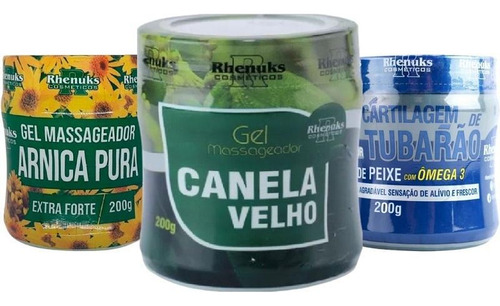 Kit Gel Arnica Pura + Canela De Velho Cartilagem De Tubarão