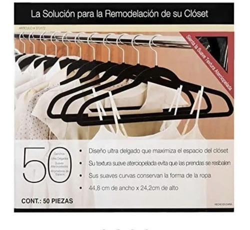 Set De 50 Ganchos Con Terciopelo Cohesion Products Negro2