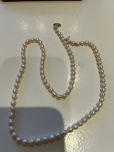 Collar Perlas Naturales Barrocas Broche De Oro 14kts 62 Cm Blanco (Usado)