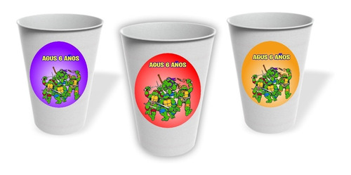 Vasos Tortugas Ninja Cumpleaños Personalizado Pack X10