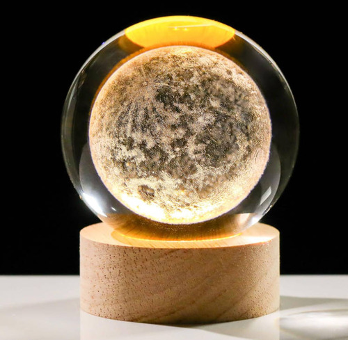 Lampara De Noche Led 3d Bola Cristal Luz Nocturna Estructura Luna