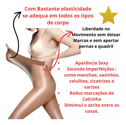 Meia Calça Anticelulite Fio 70d Com Brilho Look Ideal Rodeio Bege Un