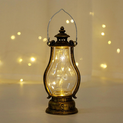 / Lámpara De Farol De Aceite Led De Bronce Oro 5,7 Cm X 15