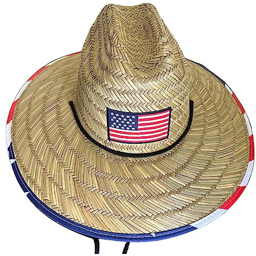 Sombrero De Paja Con Bandera De Estados Unidos Para Protecci