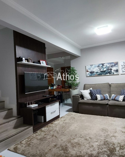 Sobrado Em Condomínio Com 3 Dormitórios(1 Suíte), Wc. Social, Sala 2 Ambientes, Cozinha Planejada, A.s. Planejada, Área Gourmet Com Churrasqueira, 2 Vagas De Garagem. Móveis Planej - Sb00637 - 692853