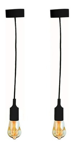 Lampara Colgante Adir 4226 Tipo Socket 1.5m Negro + 2 Focos 