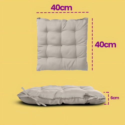 Kit 6 Almofada Assento Cadeira Futton 40x40cm Preto
