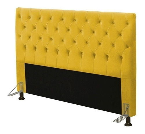  Cabeceira de cama box JS Móveis Cristal King 195cm x 126cm Camurça amarela