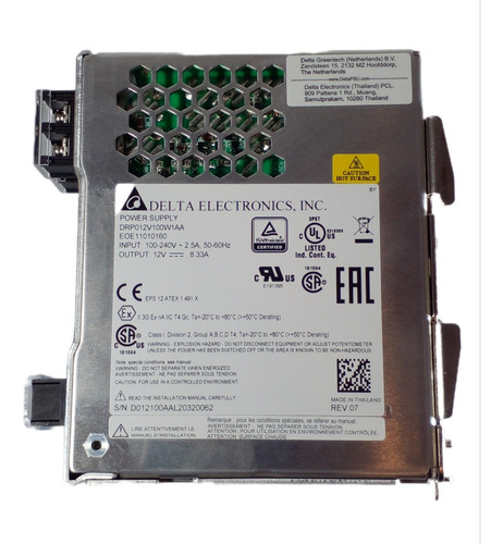 Fuente Voltaje 12vdc 5amp Delta Para Riel Din Drp012v100w1aa