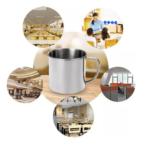 Caneca Inox 300ml Resistente Escola Creche Água Café Cor Prateado
