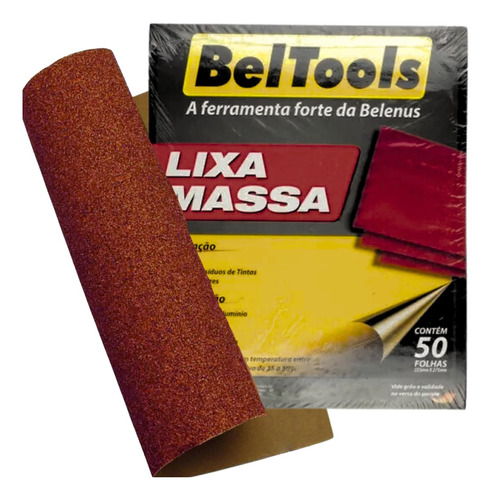 50 Folhas Lixa Massa Parede Madeira Grão 150 Beltools