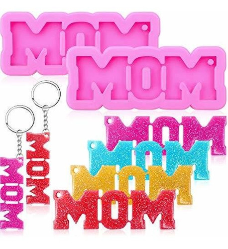 2 Pieces Mom Word Keychain Silicone Mold Mother's Day Chocol