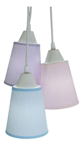 Lustre Pendente Bebê Cacho Listrado Rosa Azul Lilás Bivolt